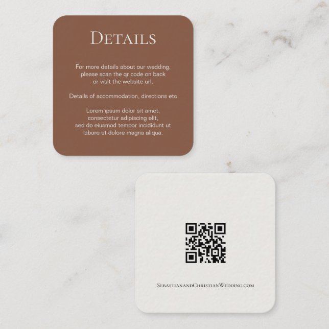 Elegant bröllop enkel QR-kod Tilläggskort (Fram/baksida)