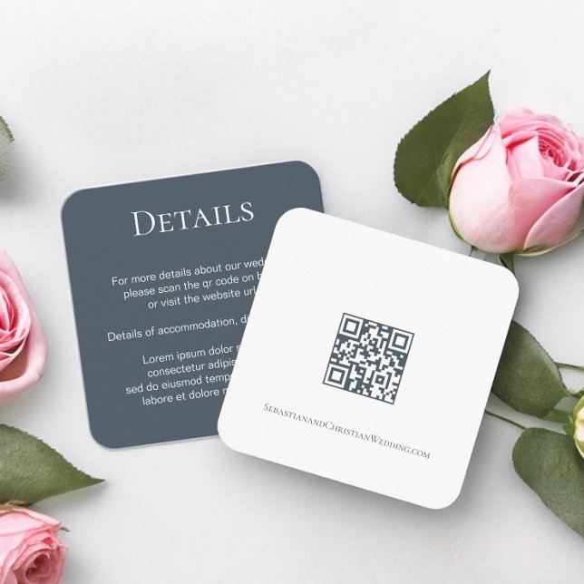 Elegant bröllop enkel QR-kod Tilläggskort (Elegant Wedding Plain Simple QR Code Enclosure Cards from Ricaso. Add your details to this card)