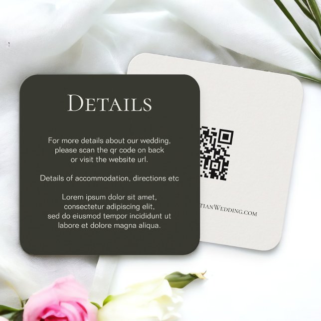 Elegant bröllop enkel QR-kod Tilläggskort (Elegant Wedding Plain Simple QR Code Enclosure Card from Ricaso)