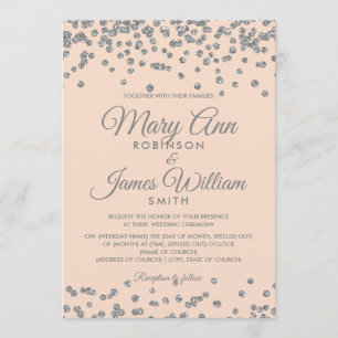Elegant bröllop-faux-Glitter-konfetti- Inbjudningar