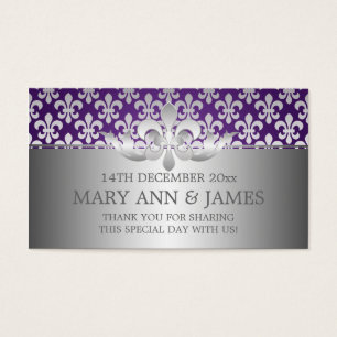 Elegant bröllop Favor tag Fleur De Lis Lila Visitkort