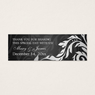 Elegant bröllop favorittagg Swirly Flourish Black Litet Visitkort