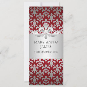 Elegant bröllop Fleur de Lis Red Inbjudningar