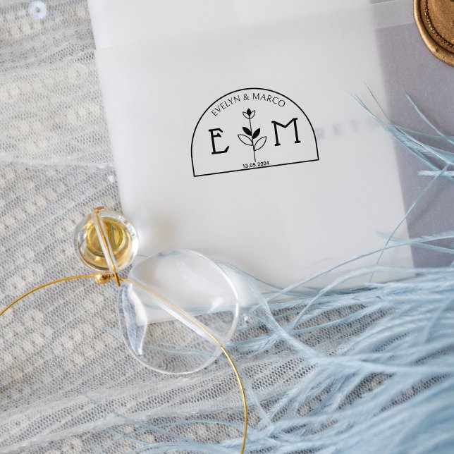 Elegant bröllop Flower Monogram Stämpel (Skapare uppladdad)