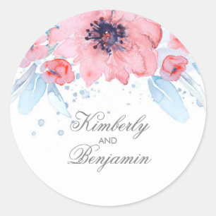 Elegant bröllop för blått- och runt klistermärke