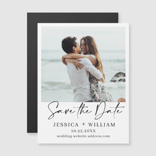 Elegant bröllop-FOTO-spara datummagnetiskt kort (Fram/baksida)
