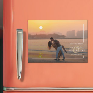 Elegant bröllop fotospara datum Magnetiskt kort