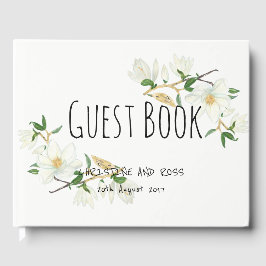 Elegant bröllop gäst bok med magnolia