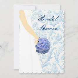 Elegant bröllop Gown Blue Inbjudningskort för möhi