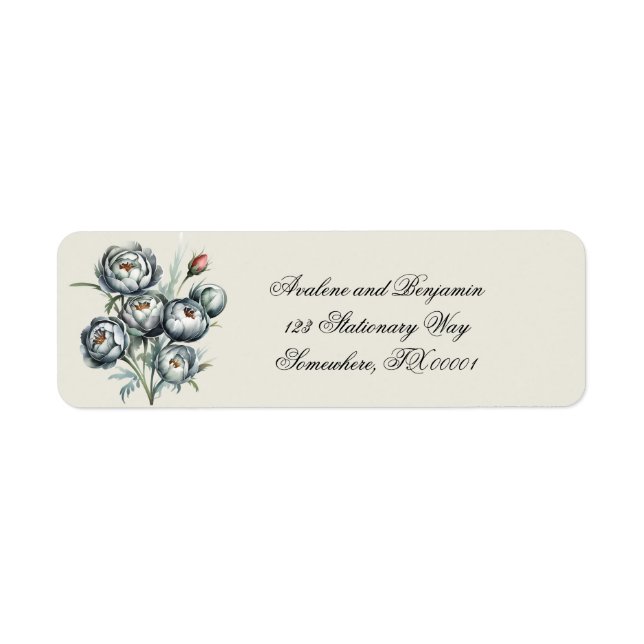 Elegant bröllop Grönt och Grått Bouquet Adress Returadress Etikett (Framsidan)