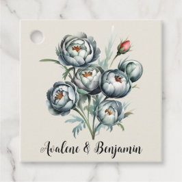 Elegant bröllop Grönt och Grått Bouquet Gåvor Etiketter