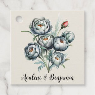 Elegant bröllop Grönt och Grått Bouquet Gåvor Etiketter