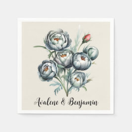 Elegant bröllop Grönt och Grått Bouquet Pappersservett