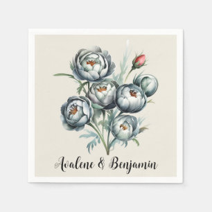 Elegant bröllop Grönt och Grått Bouquet Pappersservett