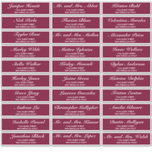 Elegant bröllop Guest Adressetiketter Klistermärken