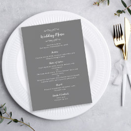 Elegant bröllop Guest Calligraphy Chic Grått Dinne Meny