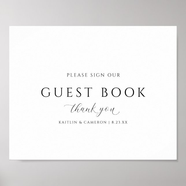 Elegant bröllop Guestbook Elegant Calligraphy-teck Poster (Framsidan)