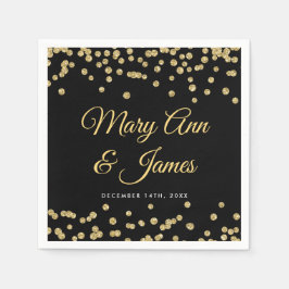 Elegant bröllop Guld Faux Glitter confetti Black Pappersservett