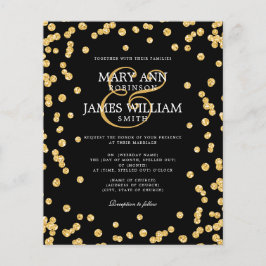 Elegant bröllop Guld Glitter Konfetti Black Flygblad