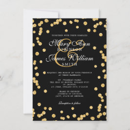 Elegant bröllop Guld Glitter Konfetti Black Inbjudningar