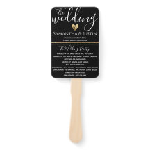 Elegant Bröllop Guld och Svart Fläktset