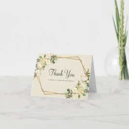 Elegant bröllop Guld Ram Ro Blommigt Tack Kort