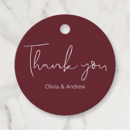 Elegant Bröllop Handritade Burgundy Tack Gåvor Etiketter