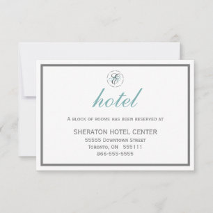 Elegant bröllop HOTEL-KORT Monogram med Initialer OSA Kort