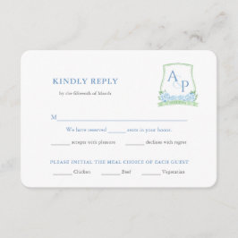 Elegant bröllop Hydrangea Vapensköld Meal Choice R Tilläggskort