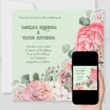 Elegant bröllop inbjuder Vattenfärgblommor