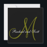 elegant bröllop inbjudningar Monogram Namn Black<br><div class="desc">elegant bröllop bjuder in Monogram Namn. Svart bakgrund på båda sidor</div>