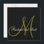 elegant bröllop inbjudningar Monogram Namn Black<br><div class="desc">elegant bröllop bjuder in Monogram Namn. Svart bakgrund på båda sidor</div>