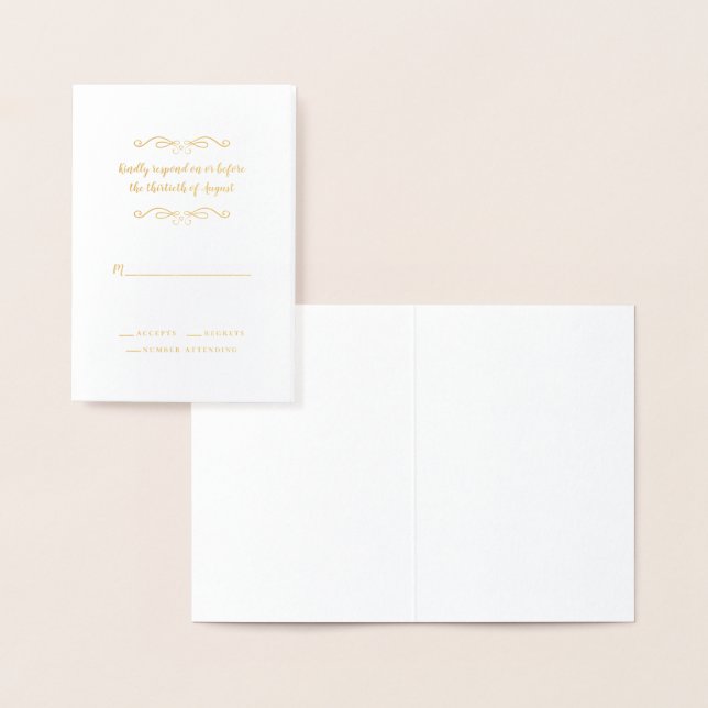 Elegant bröllop känslig klassisk minimalistisk Gul Folierat Kort (Display)
