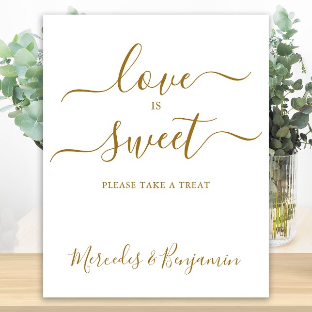 Elegant bröllop Kärlek Sweet Guld Personlig Bord Poster (Skapare uppladdad)