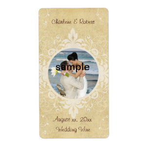Elegant bröllop Lägg till etiketten Photo Vin Fraktsedel