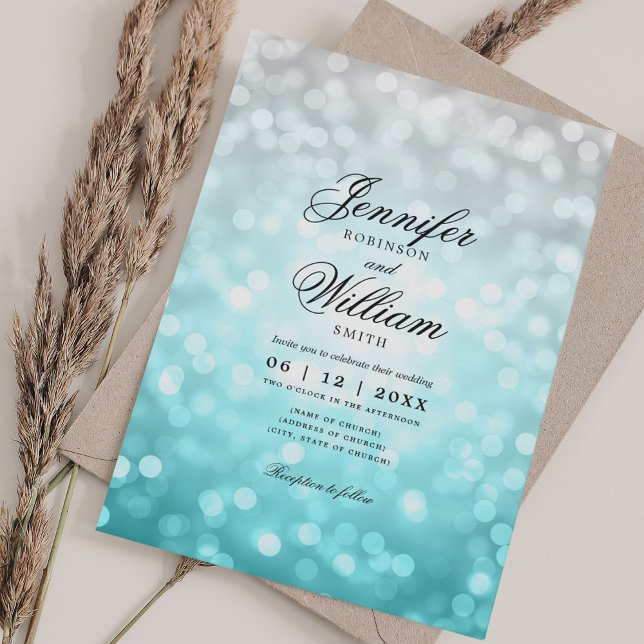 Elegant bröllop Ljus Beach Ombre QR OSA Inbjudningar (Elegant Wedding Lights Beach Ombre QR RSVP Invitation)