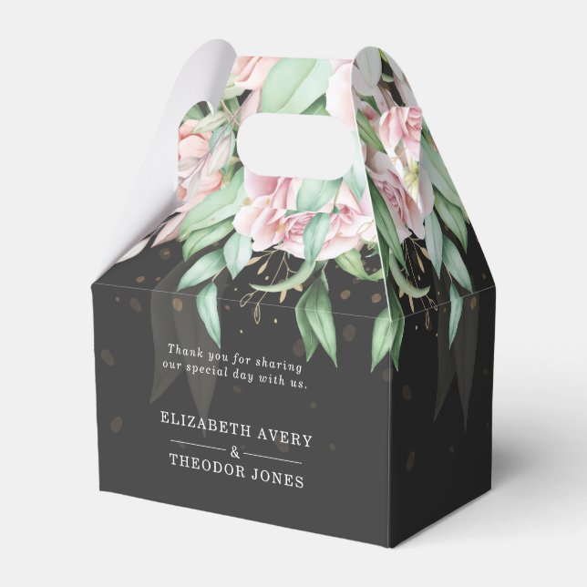 Elegant bröllop Luxury Black and Rosa Blommigt Presentaskar (Framsidan Sidan)