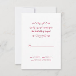 Elegant Bröllop Magenta Röd Vit Klassisk Formell OSA Kort