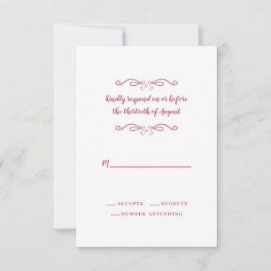 Elegant Bröllop Magenta Röd Vit Klassisk Formell OSA Kort