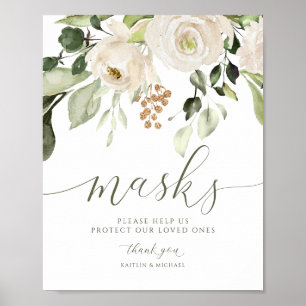 Elegant bröllop Mask undertecknar Greenery Foliage Poster