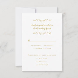 Elegant bröllop Meal White & Guld minimalistisk Ch OSA Kort