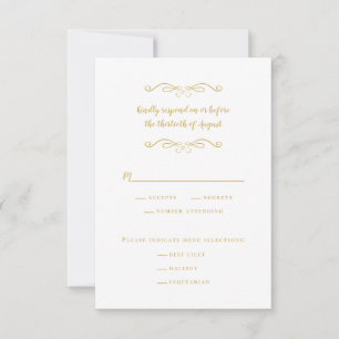 Elegant bröllop Meal White & Guld minimalistisk Ch OSA Kort