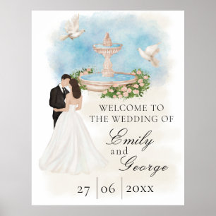 Elegant bröllop med Bride och Groom Foutain Poster