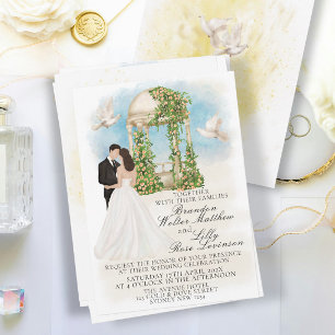 Elegant bröllop med Bride och Groom Gazebo Inbjudningar