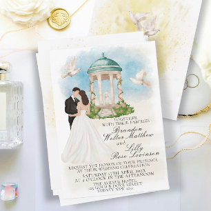 Elegant bröllop med Bride och Groom Gazebo Inbjudningar