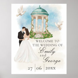 Elegant bröllop med Bride och Groom Gazebo Poster