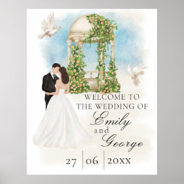 Elegant bröllop med Bride och Groom Gazebo Poster
