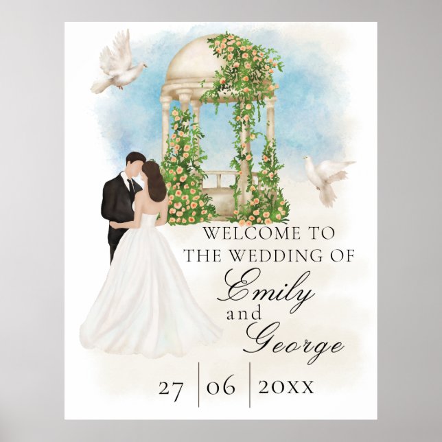 Elegant bröllop med Bride och Groom Gazebo Poster (Framsidan)