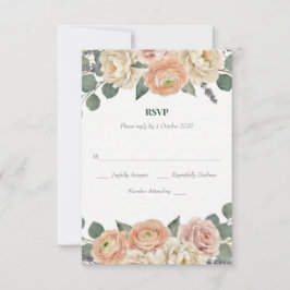 Elegant bröllop med persika blommor och guldgaller OSA kort