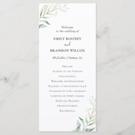 Elegant bröllop med salvia grön eukalyptus program